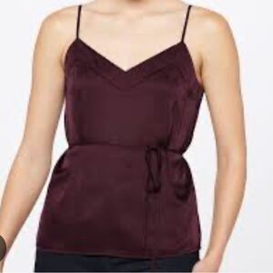 41 Hawthorn Mia Tie Waist Satin Cami Blouse‎ Burgundy L Stitch Fix NWT